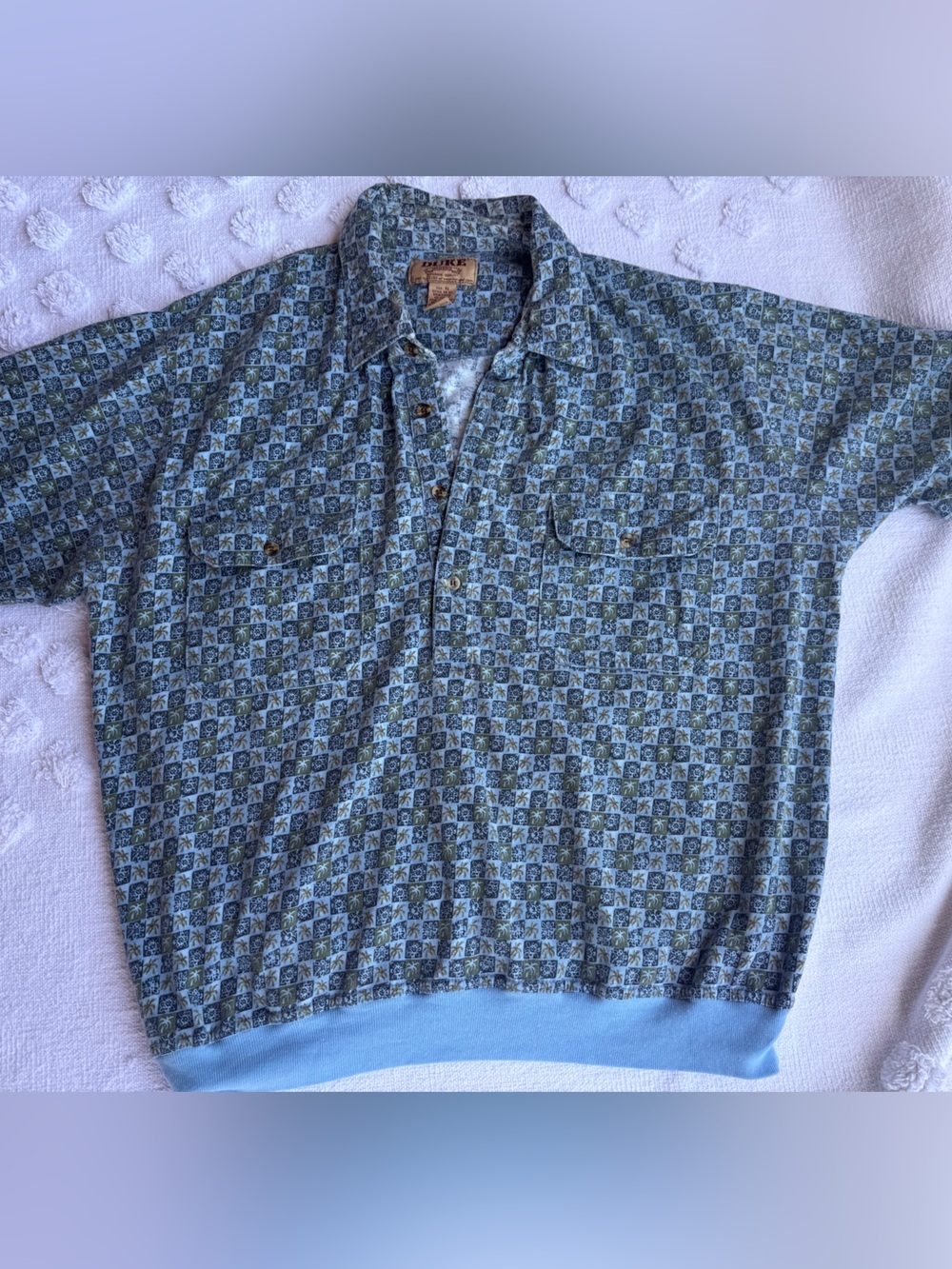 Vintage Duke Hanband Banded Men’s Polo Short Sleeve Hawaiian Shirt Palms X-Large